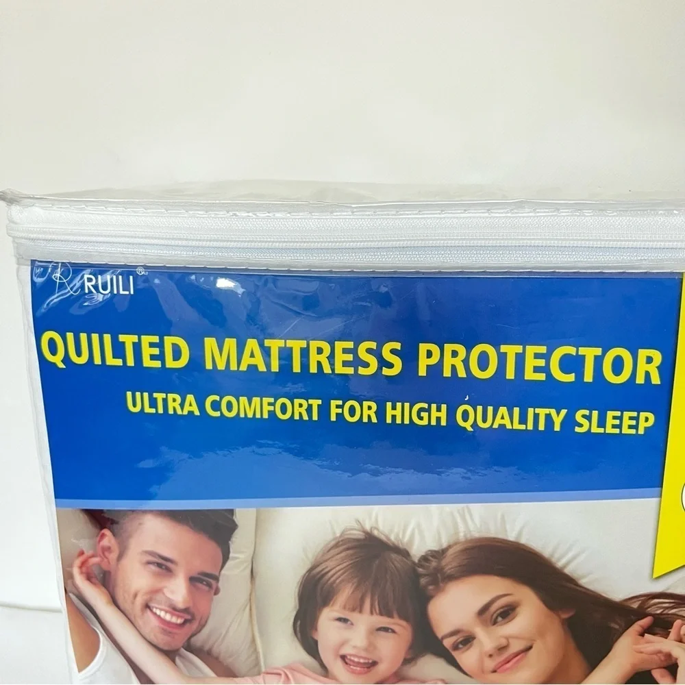 Ruili Size Full Size Quilted Fitted Mattress Protector White Hypoallergenic